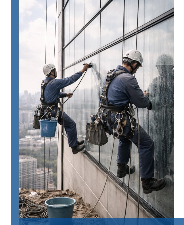 Профессиональная мойка фасадных окон альпинистами в Тихорецке