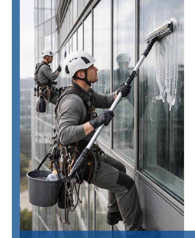 Высотная мойка сплошного остекления с выездом в Тихорецке