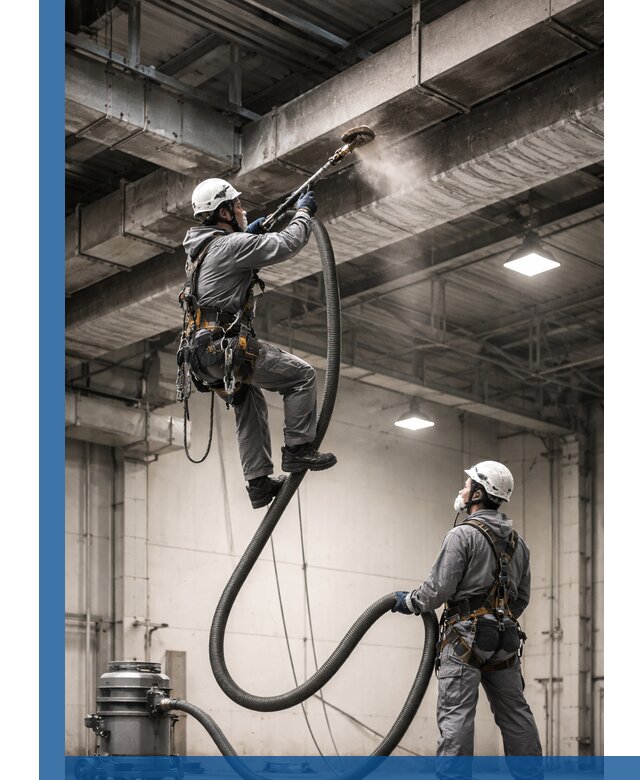 Обеспыливание потолочных конструкций в Тихорецке промышленным альпинизмом