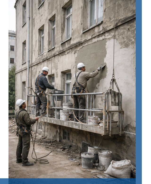 Капитальный ремонт фасада в Тихорецке от 4329 р. | ВЫСОТНИК-Тхр