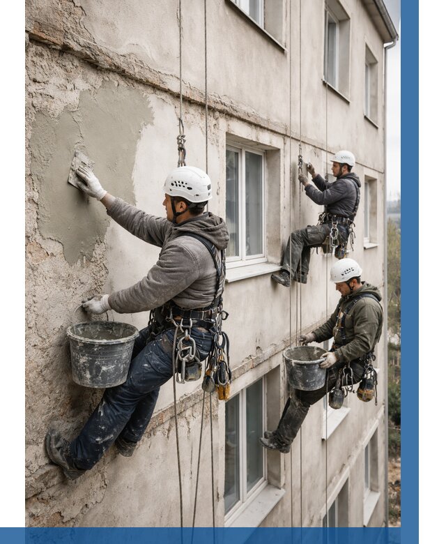 Ремонт штукатурного фасада в Тихорецке от 773 р. под ключ | ВЫСОТНИК-Тхр