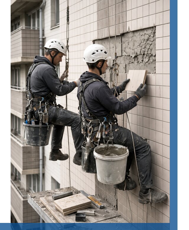 Ремонт облицовки фасада плиткой в Тихорецке от 1855 р. | ВЫСОТНИК-Тхр