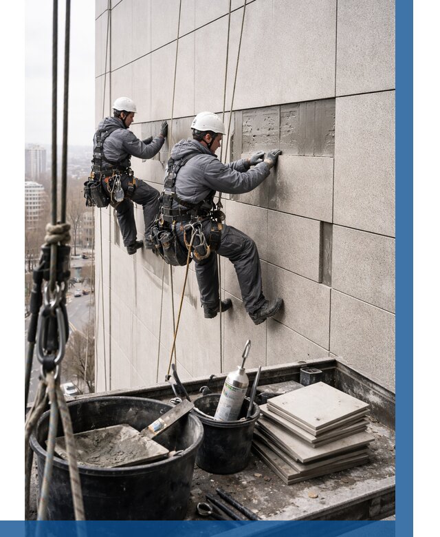 Ремонт фасада из керамогранита в Тихорецке от 2577 р. | ВЫСОТНИК-Тхр