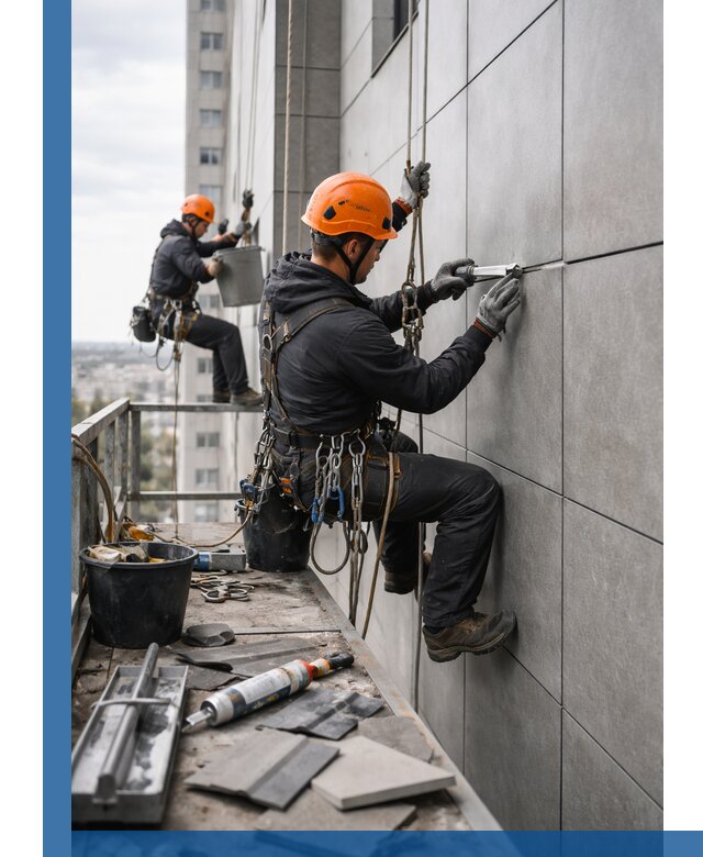 Профессиональный ремонт фасада из керамогранита в Тихорецке