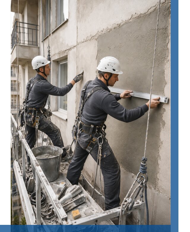 Штукатурка фасада на высоте в Тихорецке от 928 р. | ВЫСОТНИК-Тхр