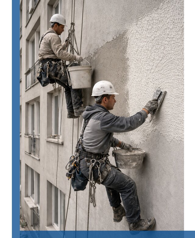 Нанесение декоративной штукатурки короед на фасад в Тихорецке