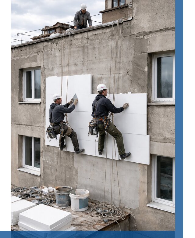 Утепление фасада пенополистиролом в Тихорецке от 1855 р. | ВЫСОТНИК-Тхр