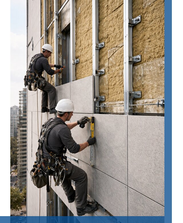 Монтаж вентилируемого фасада в Тихорецке от 3607 р. | ВЫСОТНИК-Тхр