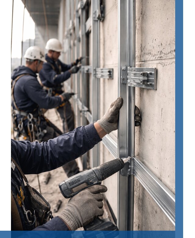 Монтаж подсистемы вентфасада в Тихорецке от 876 р. | ВЫСОТНИК-Тхр