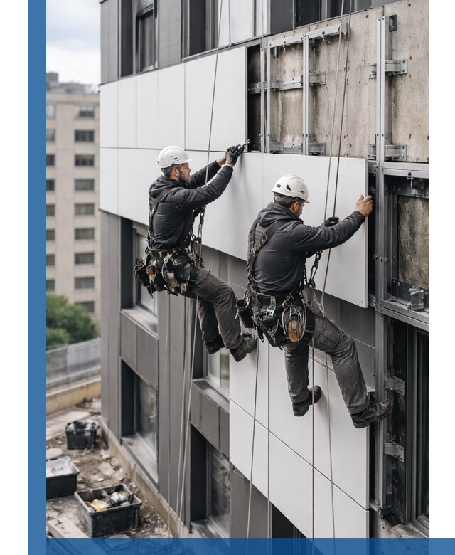 Монтаж композитных панелей фасада в Тихорецке под ключ