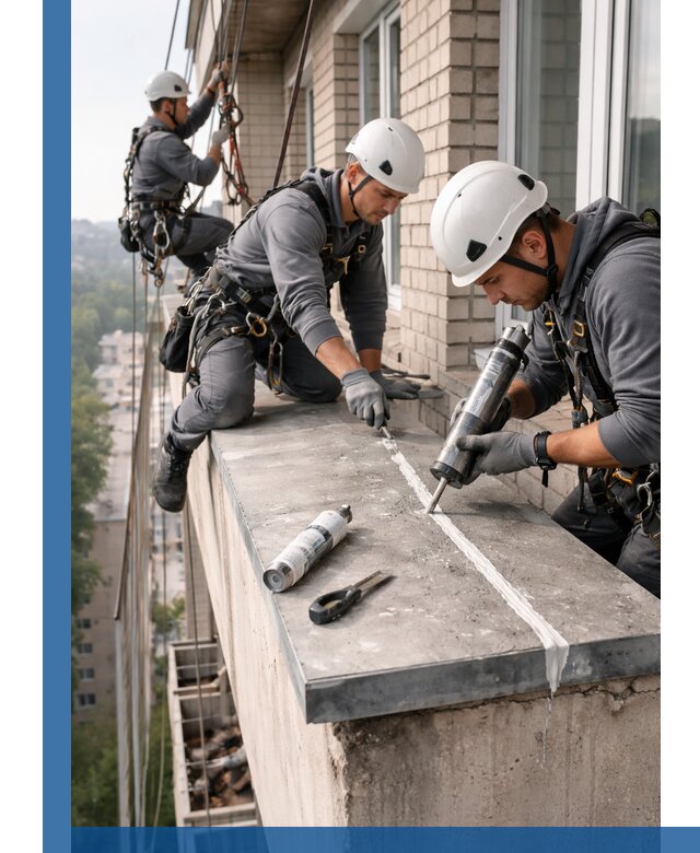 Герметизация балконного козырька в Тихорецке профессионально