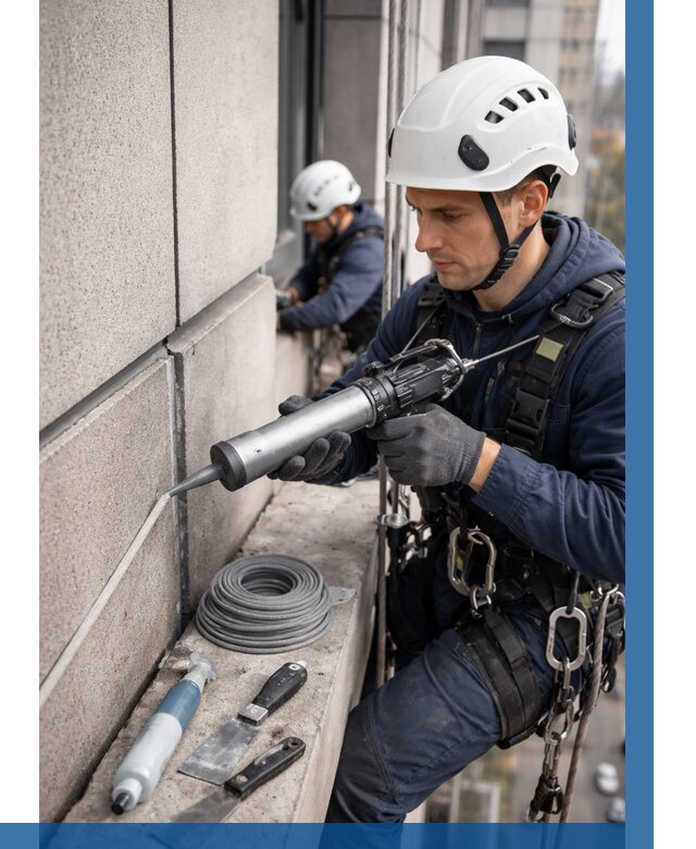 Герметизация деформационных швов фасада в Тихорецке от 721 | ВЫСОТНИК-Тхр