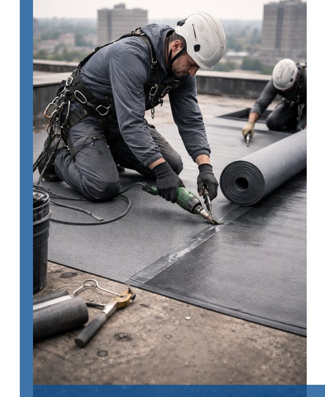 Ремонт мягкой кровли в Тихорецке с выездом промальпинистов