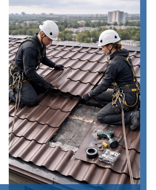 Ремонт металлочерепицы на крыше в Тихорецке от 928 р. | ВЫСОТНИК-Тхр