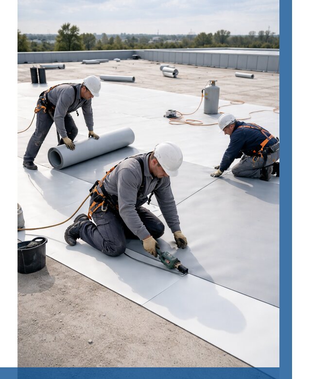 Монтаж мембранной кровли под ключ в Тихорецке от 1237 р. | ВЫСОТНИК-Тхр