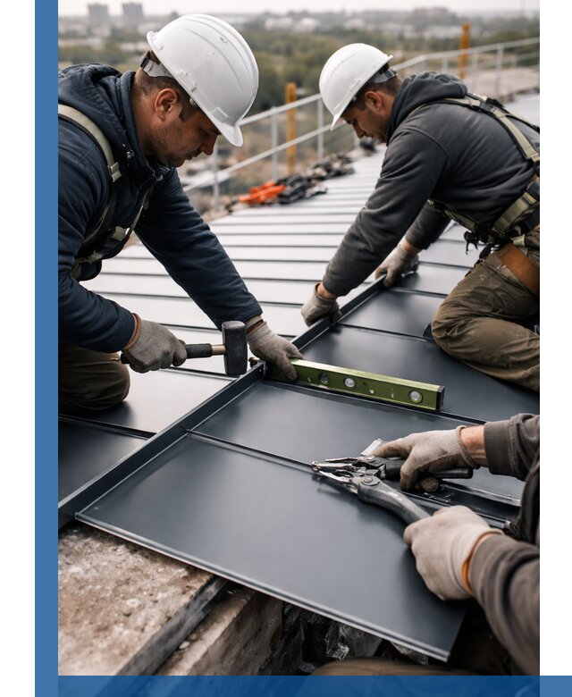 Монтаж фальцевой кровли в Тихорецке для промышленных зданий