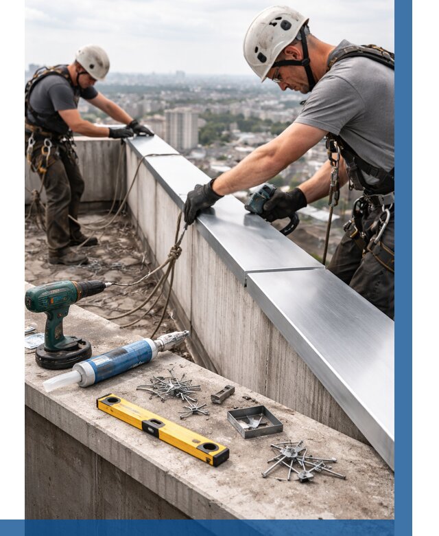 Монтаж парапетных крышек в Тихорецке от 825 р. | ВЫСОТНИК-Тхр