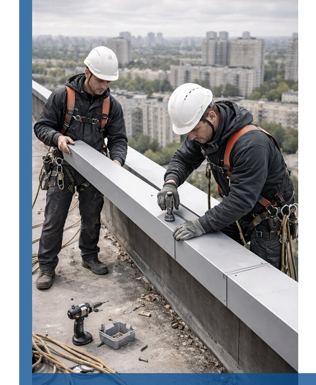 Монтаж парапетных крышек и ограждений кровли в Тихорецке