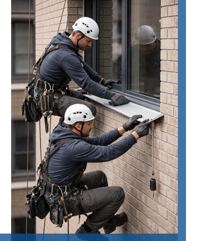 Монтаж оконных отливов под ключ в Тихорецке от 3607 р. | ВЫСОТНИК-Тхр