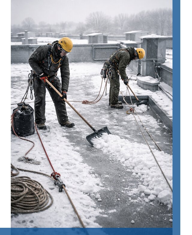 Очистка крыши от снега в Тихорецке от 7730 р. | ВЫСОТНИК-Тхр