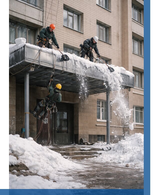 Очистка козырьков от снега в Тихорецке от 3607 р. | ВЫСОТНИК-Тхр