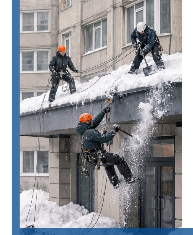 Безопасная очистка навесов от снега в Тихорецке круглогодично