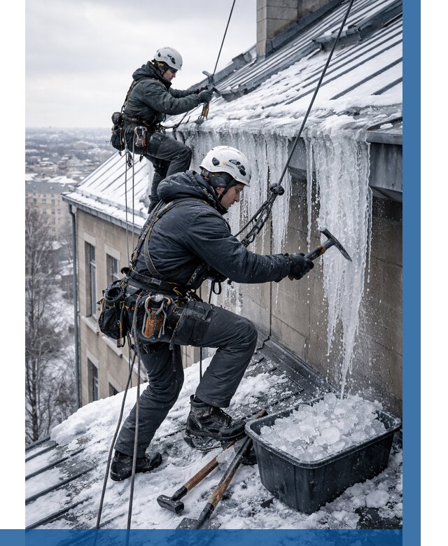 Удаление наледи с кровли в Тихорецке от 5669 р. | ВЫСОТНИК-Тхр