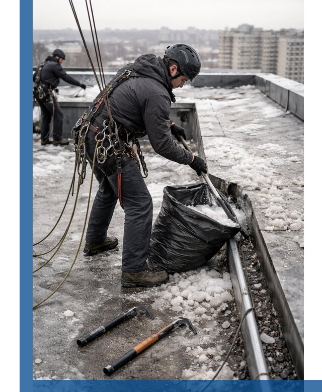 Аварийная очистка кровли в Тихорецке от промальпинистов
