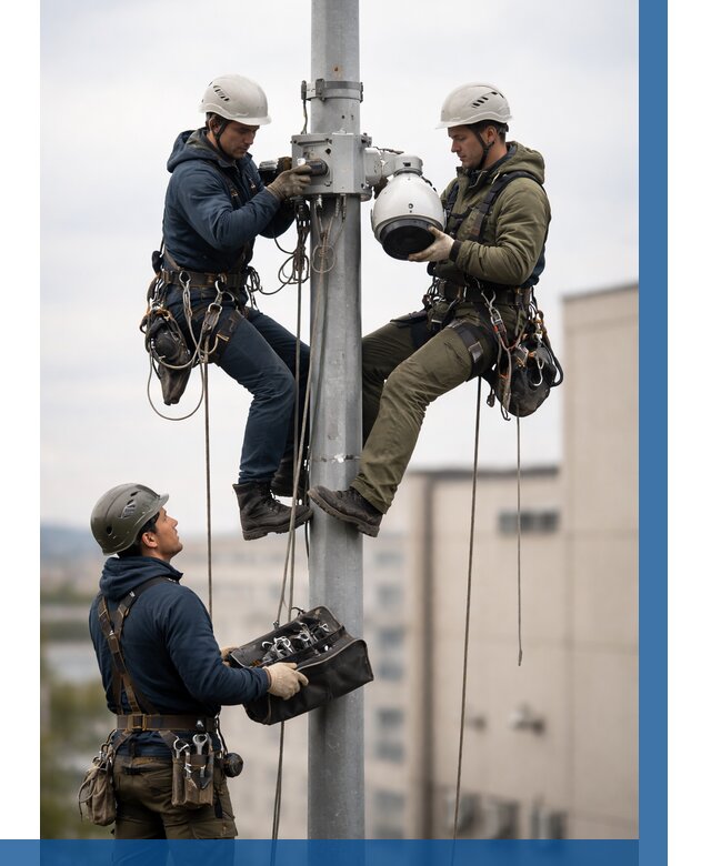 Установка видеокамер на мачте в Тихорецке от 8761 р. | ВЫСОТНИК-Тхр