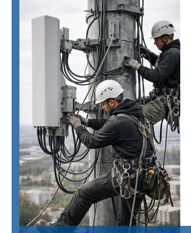 Монтаж оборудования связи на мачте в Тихорецке с пусконаладкой