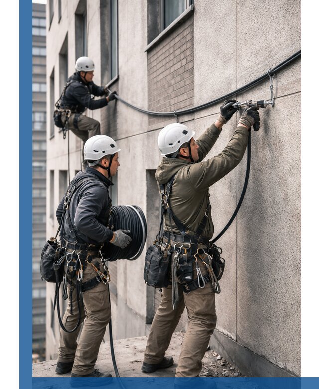 Прокладка кабеля по фасаду в Тихорецке, профессиональный монтаж