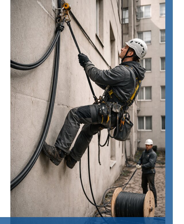 Протяжка кабеля питания на высоте в Тихорецке от 464 р. | ВЫСОТНИК-Тхр