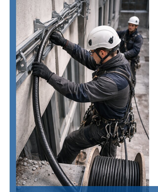 Протяжка кабеля питания на высоте в Тихорецке с гарантией безопасности и качества