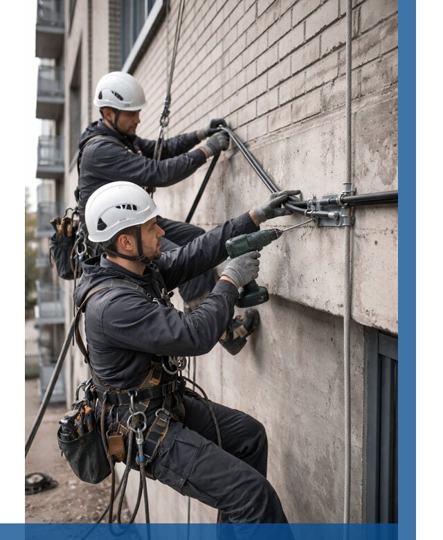 Крепление кабеля на фасаде в Тихорецке от 361 р. | ВЫСОТНИК-Тхр