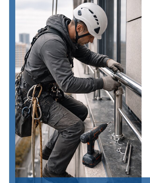 Монтаж ограждений на высоте в Тихорецке для зданий и конструкций