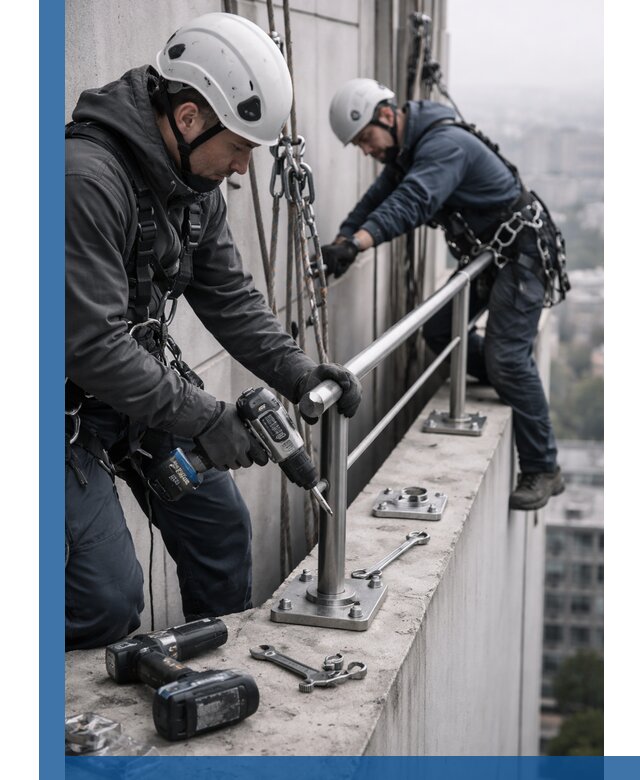 Монтаж перил на высоте в Тихорецке для жилых и промобъектов