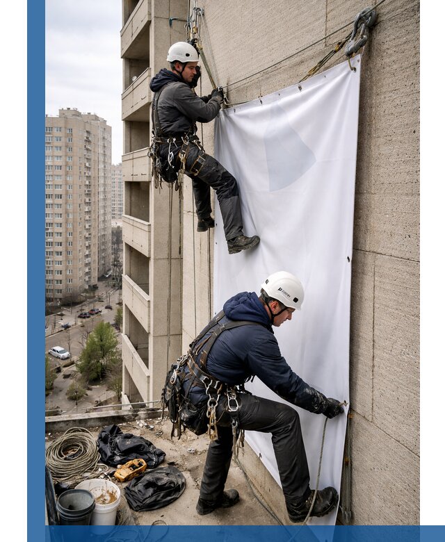 Профессиональный монтаж баннеров на фасаде в Тихорецке