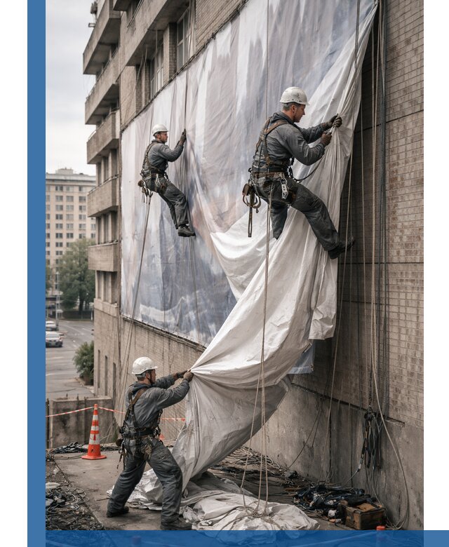 Демонтаж баннеров с фасада в Тихорецке оперативно и безопасно