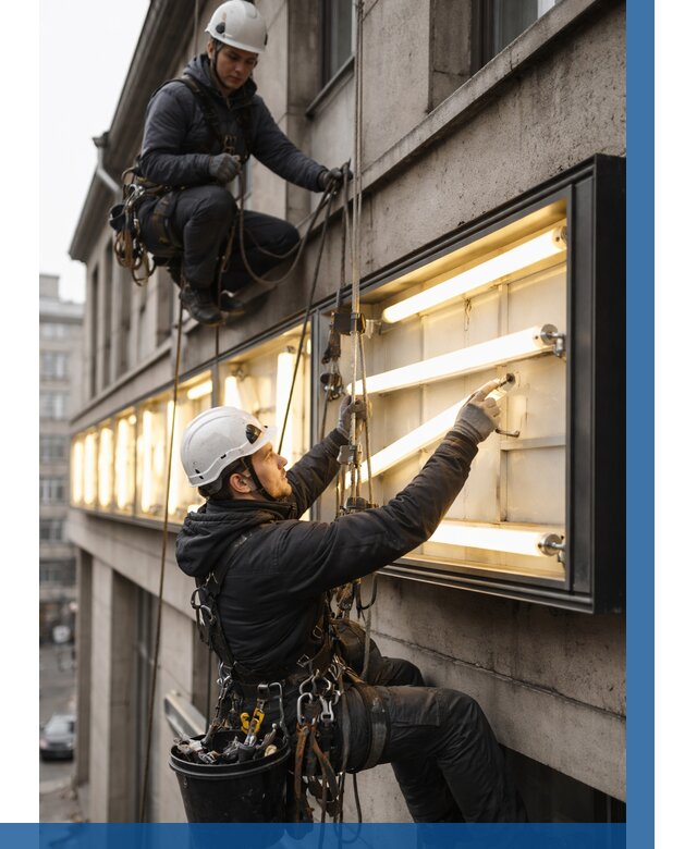 Замена ламп в вывеске в Тихорецке под ключ от 3607 р. | ВЫСОТНИК-Тхр