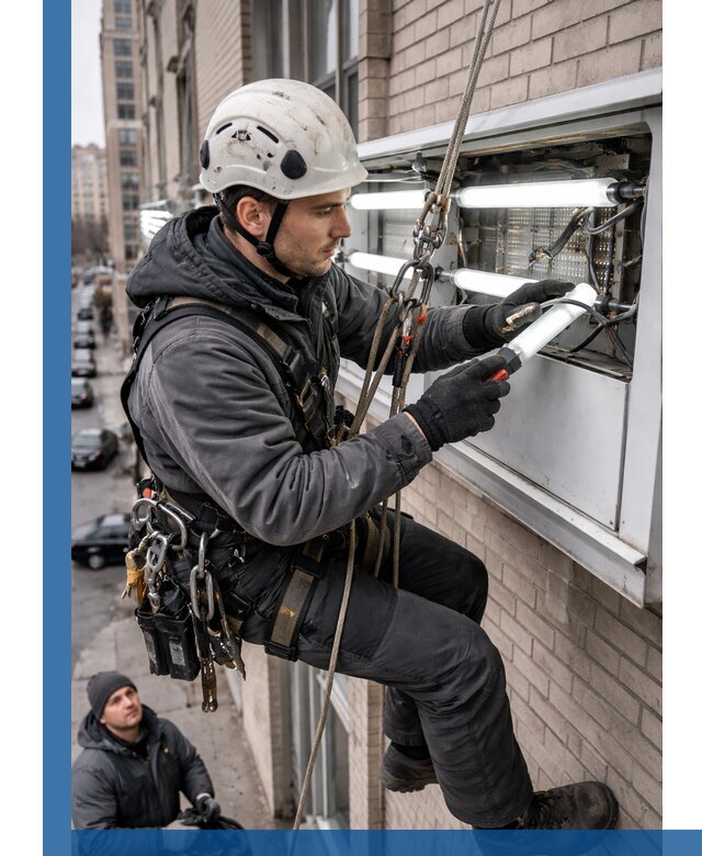Профессиональная замена ламп в наружной вывеске в Тихорецке