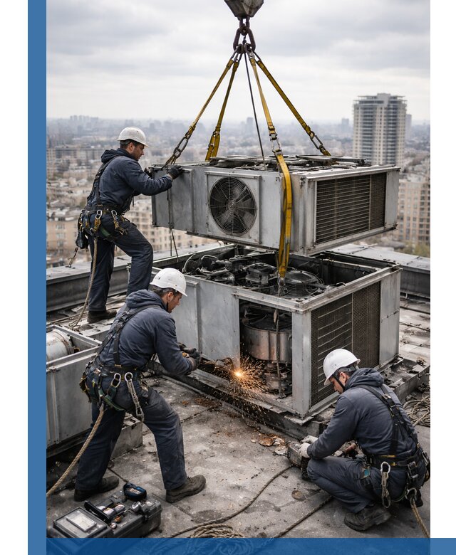 Демонтаж крышной установки в Тихорецке любой сложности