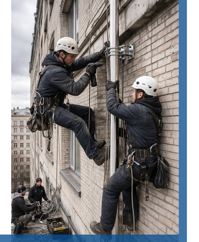 Монтаж флагштока на здании в Тихорецке от 6700 р. | ВЫСОТНИК-Тхр