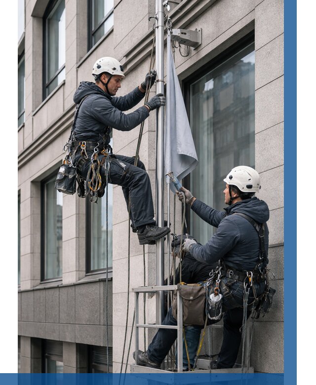 Установка флагов на фасаде в Тихорецке от 4638 р. | ВЫСОТНИК-Тхр