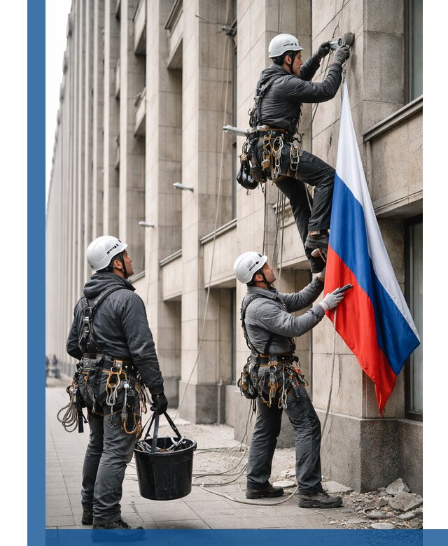 Профессиональная установка флагов на фасаде в Тихорецке