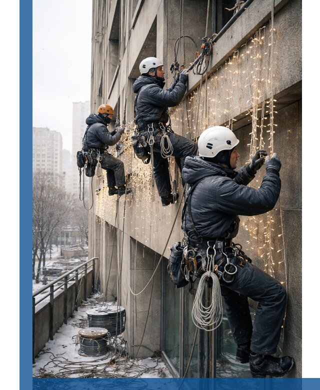 Монтаж новогодней иллюминации и украшение фасадов в Тихорецке