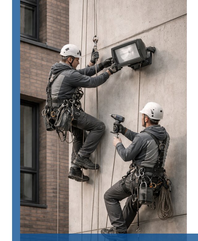 Профессиональный монтаж фасадных прожекторов в Тихорецке под ключ