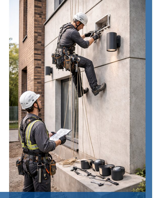 Монтаж фасадного освещения в Тихорецке от 2577 р. | ВЫСОТНИК-Тхр