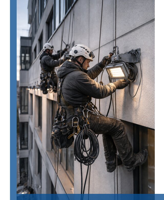 Монтаж фасадного освещения в Тихорецке установка и подключение