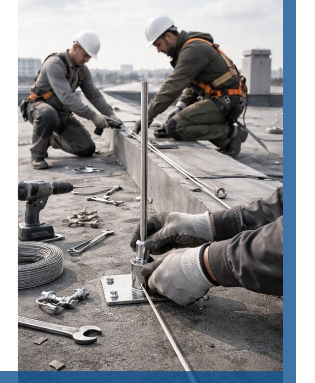 Монтаж молниезащиты на кровле в Тихорецке цена от 25768 р. | ВЫСОТНИК-Тхр