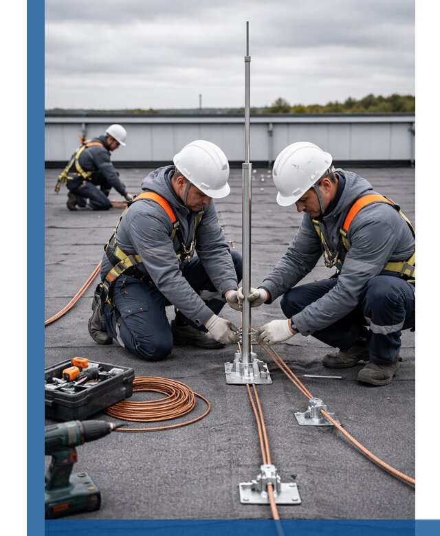 Монтаж молниезащиты на кровле в Тихорецке под ключ с гарантией